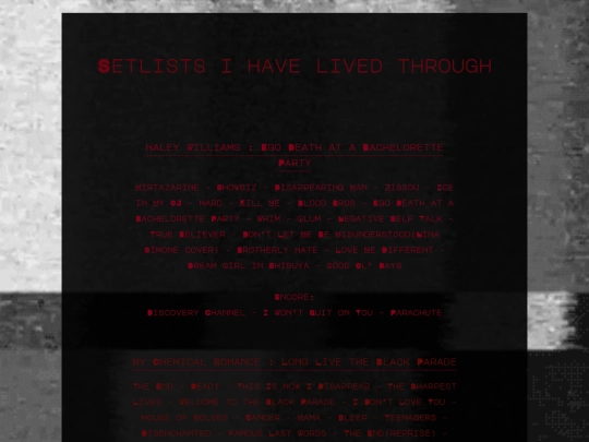 Setlists screenshot