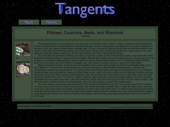 tangents/Pillows, Couches, Beds, and Blankets screenshot