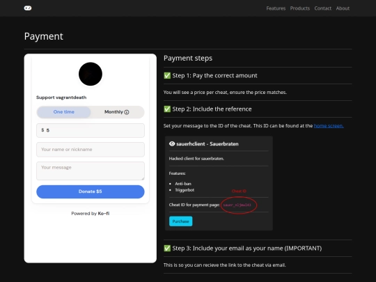 payments screenshot