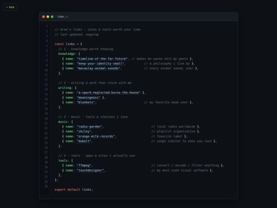 links screenshot