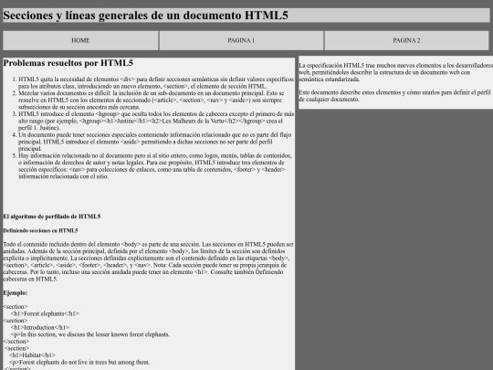 Secciones y líneas generales de un documento HTML5_Dennis Vasquez screenshot