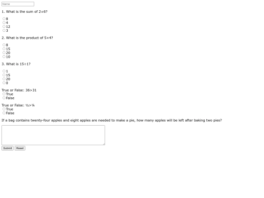 math-test screenshot