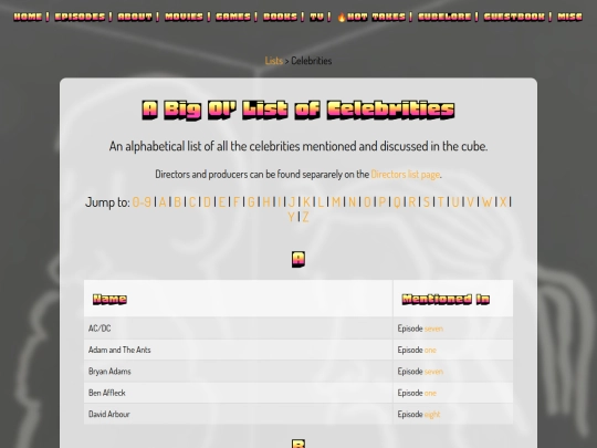lists/list-celebrities screenshot