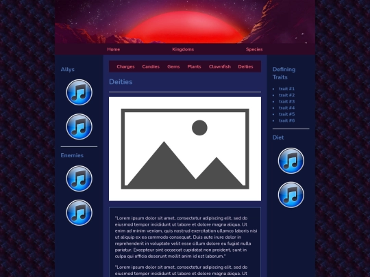 species/deities screenshot