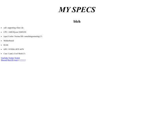 specs screenshot
