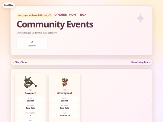 shrines/pokemon/shinies/community screenshot