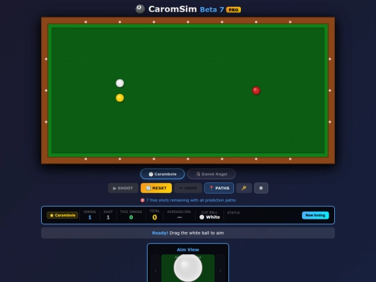 CaromSim_Eng/CaromSim_Beta7_1 screenshot