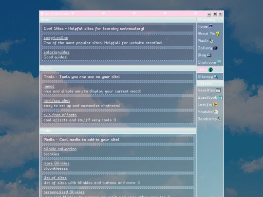 links screenshot