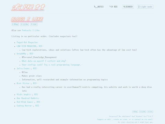 pages/Blogs I Like screenshot