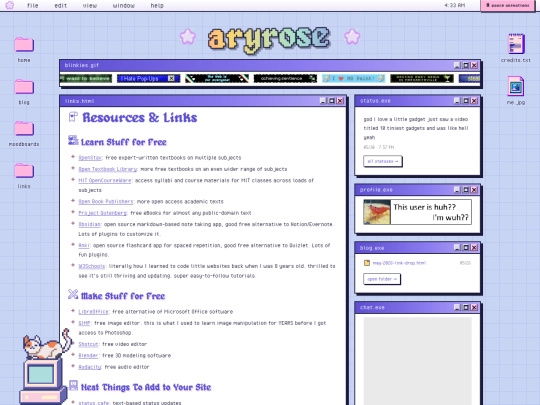 links screenshot