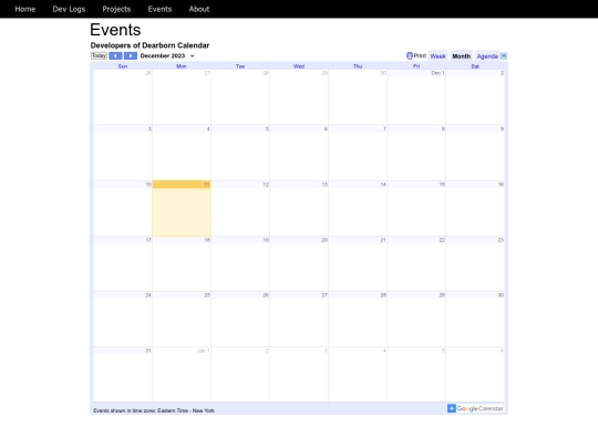events screenshot