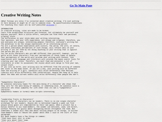 creativewritingnotes screenshot