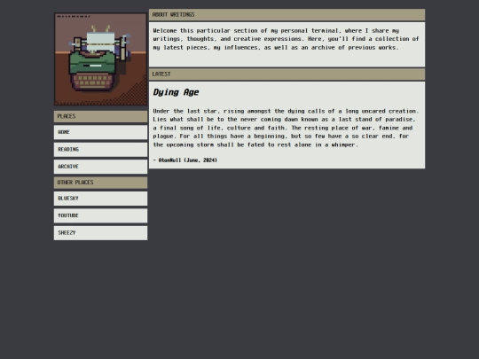 The other pages/writings screenshot