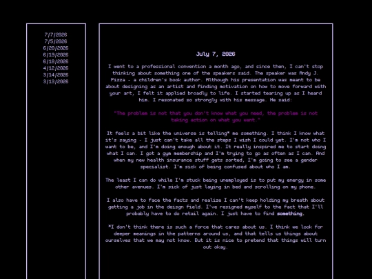 diary screenshot