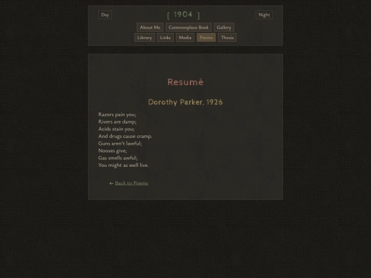 poems/resume screenshot