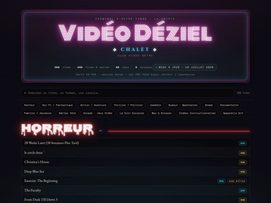 crypte/club-video/chalet screenshot