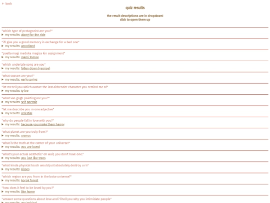 quizzes screenshot