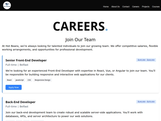 hot beans test/jobs screenshot