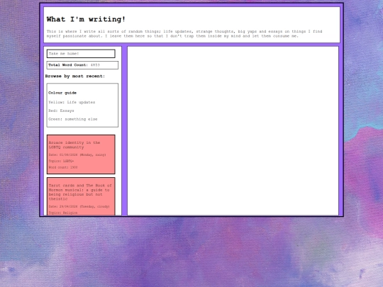 Writinghomepage screenshot