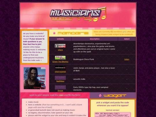 musicianswebring/webring screenshot