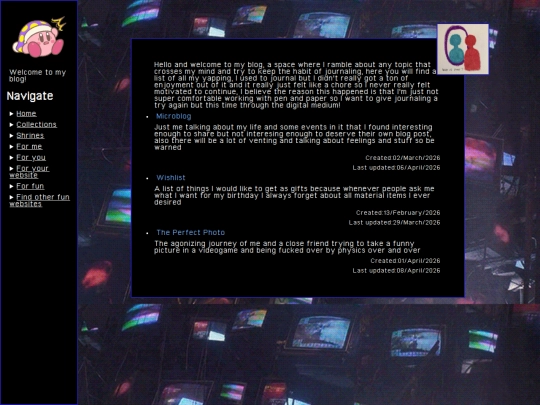 Blog/Menu screenshot
