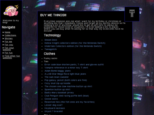 Blog/Wishlist screenshot