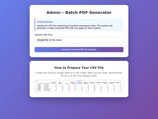 Assessment/admin screenshot
