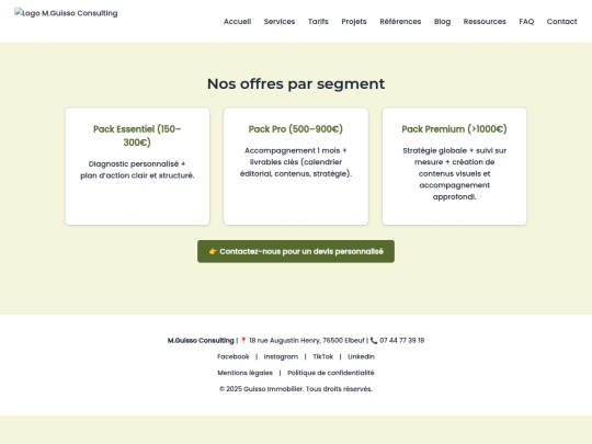 tarifs screenshot