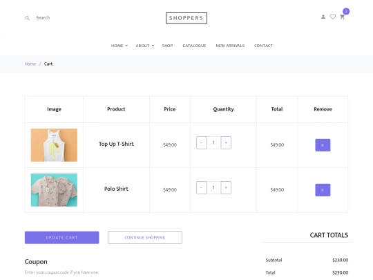 shopper template/cart screenshot