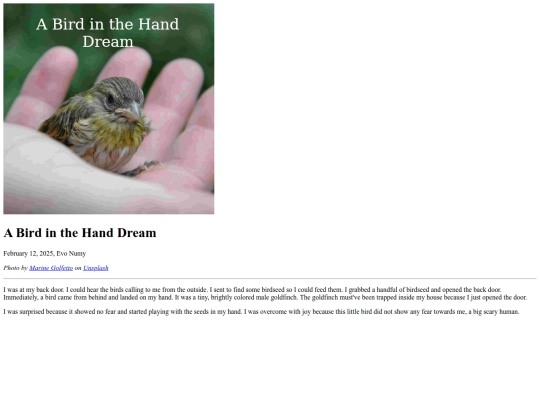 Webpages/journal_entries/dream_journal/2025/20250212_A_Bird_in_the_Hand_Dream screenshot