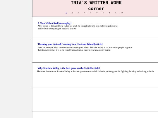 html/writingcorner screenshot