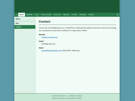 about/contact screenshot
