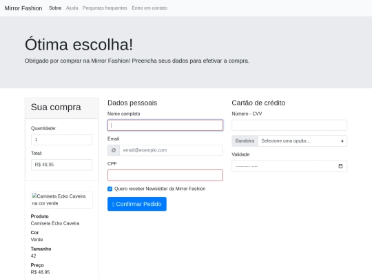 teste/checkout screenshot