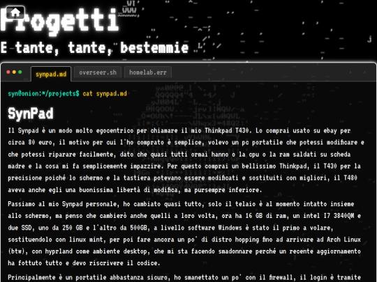 Progetti screenshot