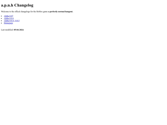 projects/a-perfectly-normal-hangout/changelog screenshot
