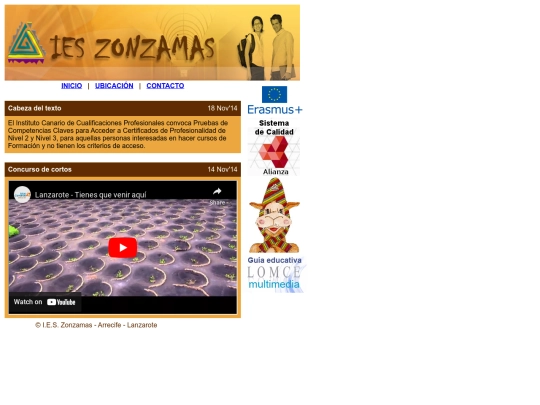 Pagina Zonzamas/inicio screenshot