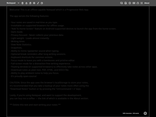 COOL-STUFF/TEX-ED/NOTEPAD-JS/Notepad/Notepad - Offline capable screenshot
