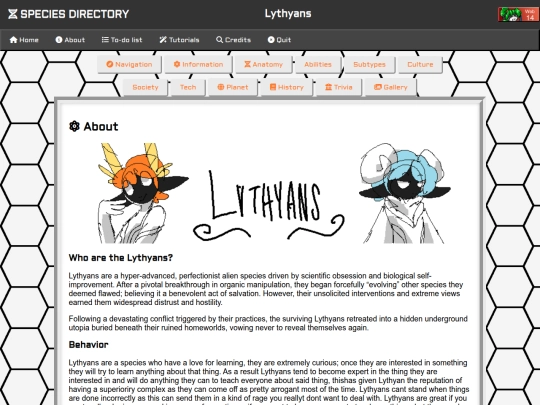 Species Directory/Lythyans screenshot