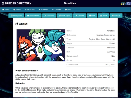 Species Directory/Novalites screenshot