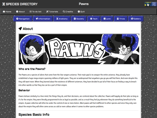 Species Directory/Pawns screenshot