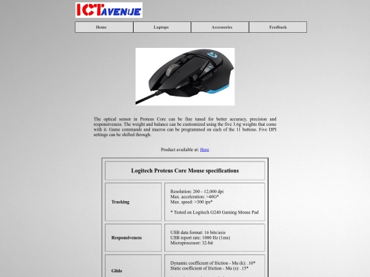 Logitech-G502-information-page screenshot