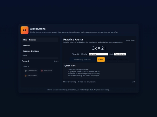 AlgebraGame1 screenshot