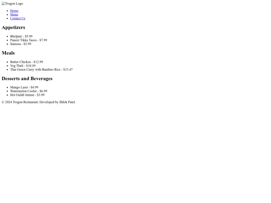 menu screenshot