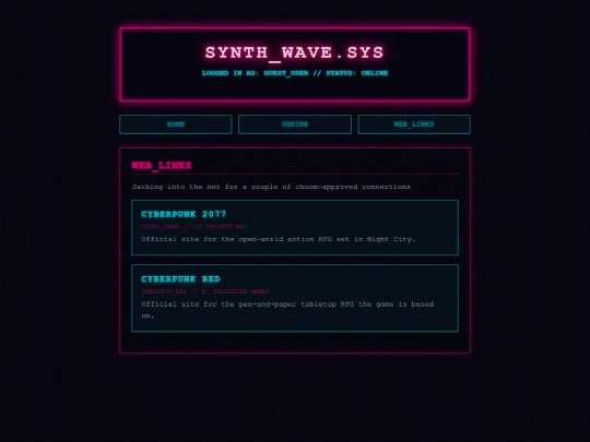 links screenshot