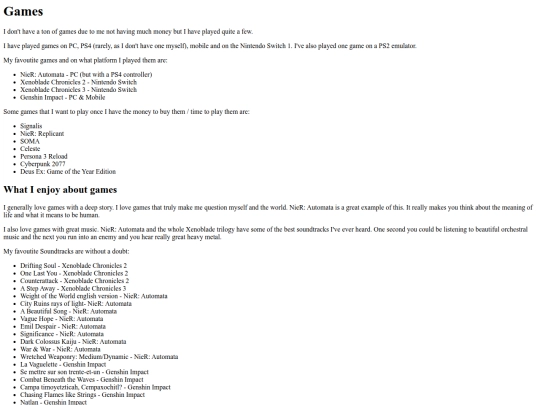 sections/games screenshot