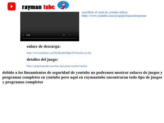 rayman/raymantube/oneshot screenshot