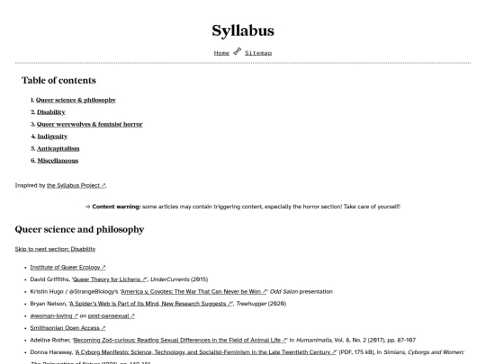 pages/bookmarks/syllabus screenshot