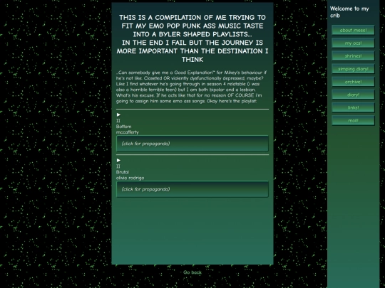 obsessions/bylerplaylists screenshot
