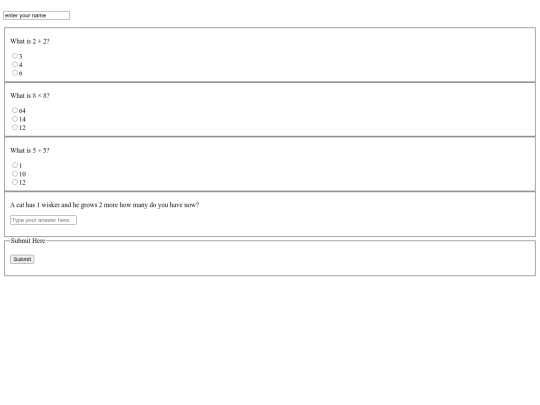 mathtestform screenshot