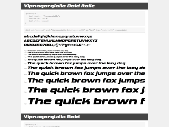 fonts/vipweb2/demo screenshot